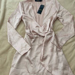 MISSPAP SATIN TWIST FRONT DRESS